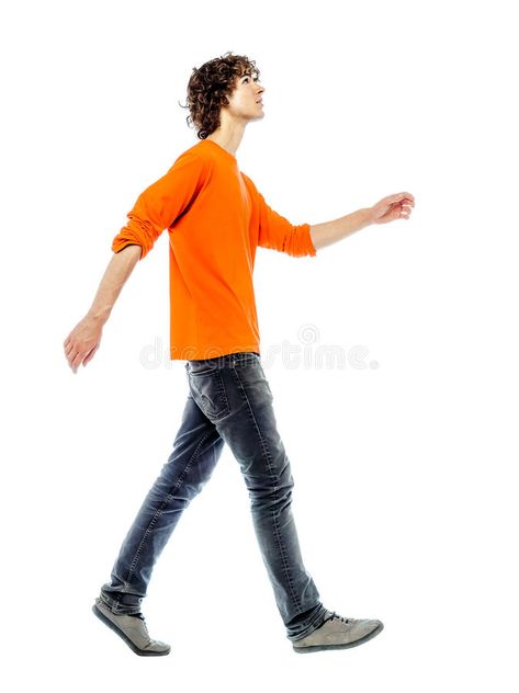 Young man walking looking up side view. One young man caucasian walking side vie #Sponsored , #advertisement, #Sponsored, #man, #side, #caucasian, #walking Walking Side View, Walking Man, Profile View, White Background Photo, Side View, Feature Film, Photo Illustration, Looking Up, Stock Images Free