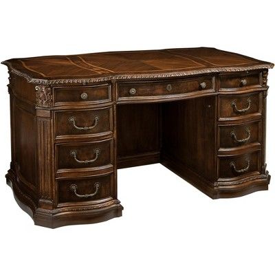 Cheap Office Furniture, Hekman Furniture, Executive Home Office, Traditional Desk, Executive Office Desk, Old Desks, Walnut Burl, Wire Management, Office Set