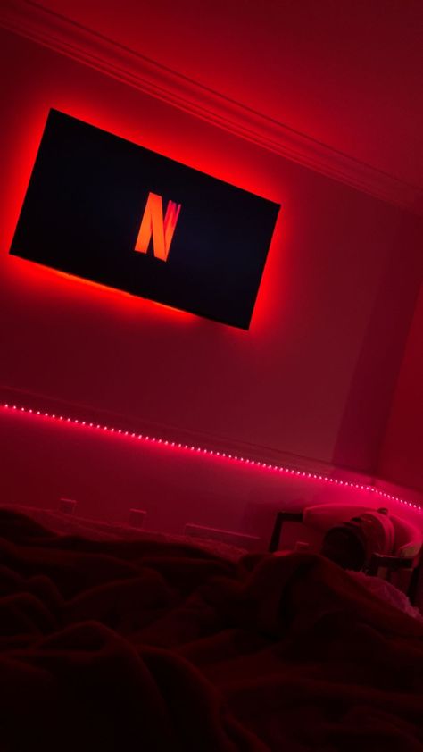 Led Lights Bedroom Photos, Bedroom Red Led Lights, Dark Led Room, Red Led Bedroom, Red Led Lights Bedroom Aesthetic, Guy Bedroom Aesthetic, Red Lights Bedroom, Boy Room Red, Led Lights Bedroom Aesthetic