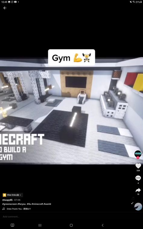 Minecraft Workout Room, Study Room Minecraft, Game Room Minecraft, Gym In Minecraft, Minecraft Washing Machine, Minecraft Hospital Room, Minecraft Modern Kitchen Ideas, Minecraft Gym Ideas, Minecraft Gym Equipment