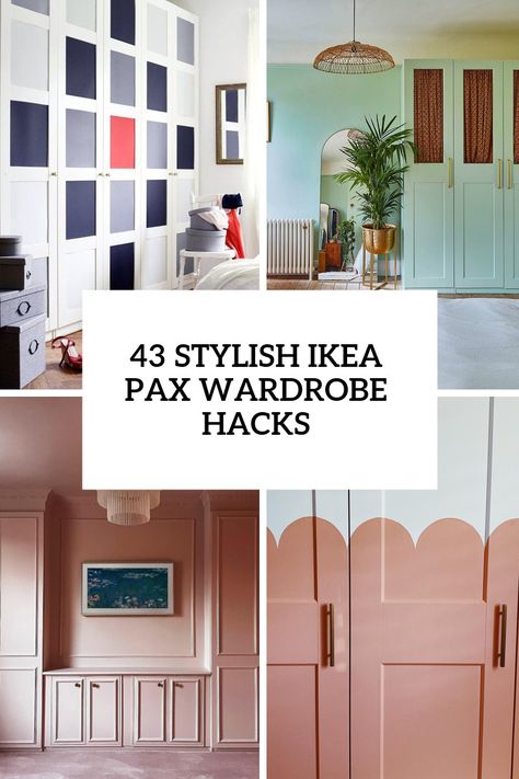 Picture of ikea pax wardrobe hacks Ikea Closet Door Hack, Ikea Pax Makeover, Kleppstad Wardrobe Hack, Paint Pax Wardrobe, Ikea Wardrobe Inserts, Ikea Pax Handles, Painted Pax Wardrobe, Ikea Pax Painted, Ikea Hack Pax Wardrobe