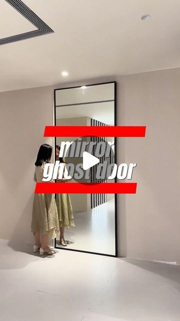 Tommy Lee on Instagram: "mirror ghost door  #office #interior #room #checkroom #architect #interior #China #factory #aluminum #board #foshan #frameless #hospital #school #designer #fashionable  #likes #glass #aluminumdoors #manufactory #showroom" Mirror Secret Door, Door With Mirror Design, Main Door Glass Design, Mirror Door Design, Mirror On Door, China Interior Design, Door With Mirror, Glass Hallway, Bathroom Door Design