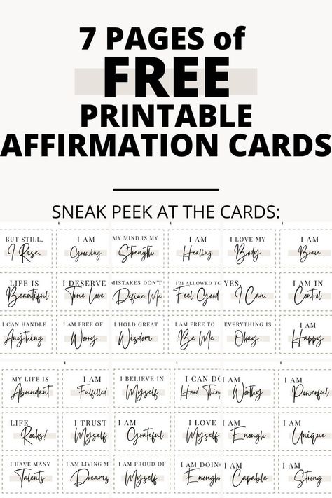 This free printable affirmation card pdf is PERFECT for beginners looking into positive affirmations. This is the best free printable affirmation card around! #positiveaffirmations #affirmationcards #freeprintables Free Printable Affirmation Cards, Affirmation Ideas, Positive Affirmations For Kids, Affirmation Board, Positive Affirmation Cards, Affirmations For Kids, I Am Affirmations, Gratitude Affirmations, Affirmations For Women