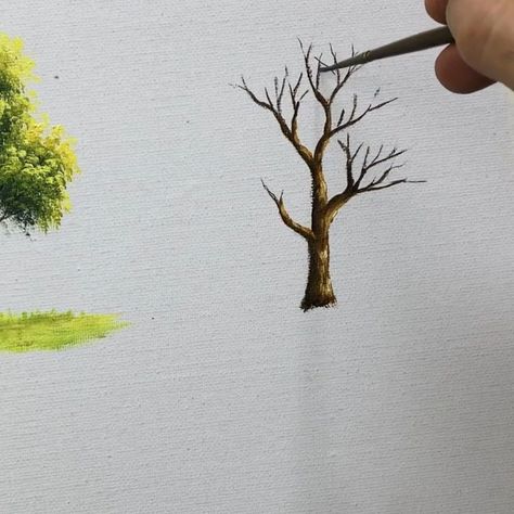 Simple Art / How to Paint trees | Simple Art / How to Paint trees #painting #art #acrylic | By MAY Art. | Facebook Tree Branch Painting Acrylic Easy, How To Make Trees, Paint Trees, May Art, Trees Painting, Cardboard Painting, Art How, Simple Art, Art Acrylic