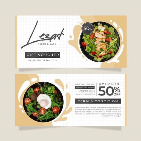 Food Voucher Design Ideas, Billboard Layout, Salad Photo, Salad Design, Food Vouchers, Gift Template, Gift Voucher Template, Gift Voucher Design, Teaching Graphic Design