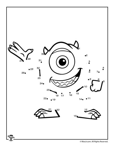 Mike Wazowski Pixar Printable Activity | Woo! Jr. Kids Activities Monster Inc Activities, Kids Colouring Printables, Kids Learning Numbers, Activity Pages For Kids, Disney Themed Classroom, Dot To Dot Printables, Personalized Coloring Book, Kids Colouring, Free Kids Coloring Pages