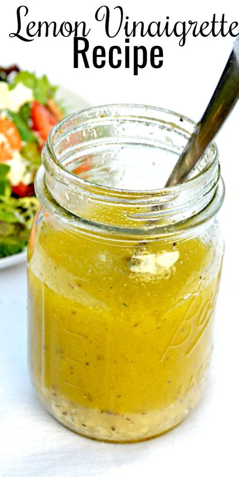 Lemon Vinegarette, Lemon Vinaigrette Recipe, Healthy Dressing Recipes, Lemon Vinaigrette Dressing, Vinaigrette Dressing Recipe, Lemon Vinegar, Lemon Salad, Salad Dressing Recipes Healthy, Vinaigrette Salad