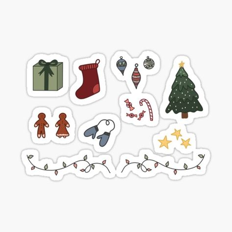 Christmas Doodle, Red Bubble Stickers, Christmas Doodles, Winter Vibes, Coloring Stickers, Christmas Stickers, Holiday Greetings, Christmas Wishlist, Muted Colors