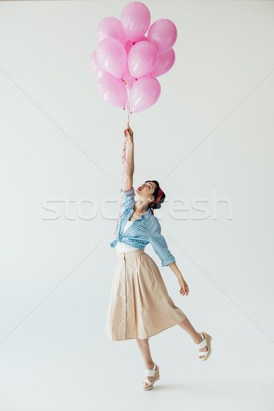 asian woman holding balloons stock photo (c) LightFieldStudios (#8560031) | Stockfresh Holding A Balloon Reference, Person Holding Balloon, Pediatric Psychology, Photos With Balloons, Girl Holding Balloons, Girls Lifting, Holding Balloons, Balloons Photography, 50 Balloons