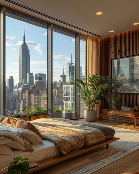 L U X R E V I V E | Dream Penthouse in New York? 🗽 Swipe Left! What's your favorite part? 💭 Concept by @luxrevive | Instagram Cozy Penthouse Apartment, Skyscraper House, Cozy Penthouse, Dream Penthouse, Penthouse Bedroom, Penthouse In New York, Bedroom Aesthetic Cozy, Grand Villa, City Bedroom