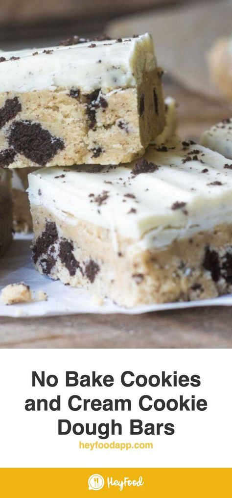 No Bake Cookies and Cream Cookie Dough Bars  No Bake Cookies and Cream Cookie Dough Bars are a cookie lovers dream, combining crushed Oreos®, classic cookie dough, and a creamy white topping.   #eataly #mealprepping #easyrecipe #eatstagram #whaticooked #cookedbyme #eating #homecookedgoodness  Recipe credit: The View From the Great Island Cookie Dough Bars Recipe, Cookies And Cream Cookie, Condensed Milk Cookies, Cookie Dough Bars, Crushed Oreos, Oreo Recipes, Vanilla Paste, Bake Cookies, Vanilla Cookies