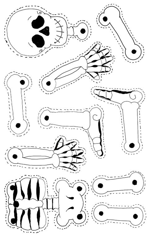 Skeleton Kids Craft, Hallowen Decoraciones Diy, Actividades Halloween, Skeleton Craft Kindergarten, Free Printable Skeleton Bones, Build A Skeleton Printable, Bones Activity For Kids, Bricolage Halloween, Dekorasi Halloween