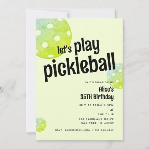 $3.03 | Pickleball Party Sports Green Custom Invitation - pickleball, party, sports, invitation, pickle, pickleball party, pickleball birthday, pickleball invite, pickleball tournament, green Pickleball Birthday, Sports Invitation, Pickleball Tournament, Pickleball Party, Sports Party Invitations, Sports Birthday Invitations, Sports Theme Birthday, Ball Party, 35th Birthday