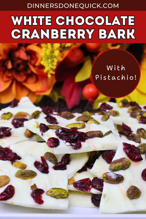 Treat yourself to this festive White Chocolate Pistachio Cranberry Bark! The perfect combination of creamy white chocolate, tart cranberries, and crunchy pistachios, this holiday bark is easy to make and irresistible. Make a batch for dessert in just minutes, and impress your friends and family with this colorful, sweet, and salty treat! Perfect for Thanksgiving, Christmas, or any holiday celebration. #CranberryBark #WhiteChocolateBark #FestiveTreats #EasyRecipes #NoBakeDessert #HolidayDesserts White Chocolate Bark With Cranberries And Pistachios, Pomegranate Pistachio Bark, White Chocolate Cranberry Pistachio Bark, White Chocolate Cranberry Bark, Pistachio Bark Recipe, Pistachio Cranberry Bark, Cranberry Pistachio Bark, Cranberry Bark, White Chocolate Tart