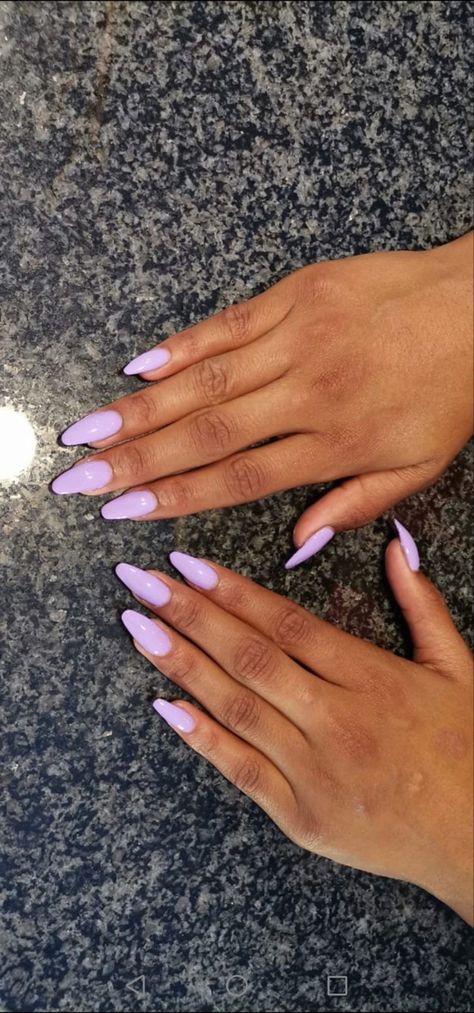 Purple Nail Almond Shape, Lilac Nails Acrylic Lavender Almond, Long Almond Nails Purple, Pastel Purple Nails Acrylic Almond, Nails That Go With A Purple Dress, Simple Purple Nail Designs Almond, Classic Purple Nails, Light Purple Nails Almond Shape, Nails Purple Light