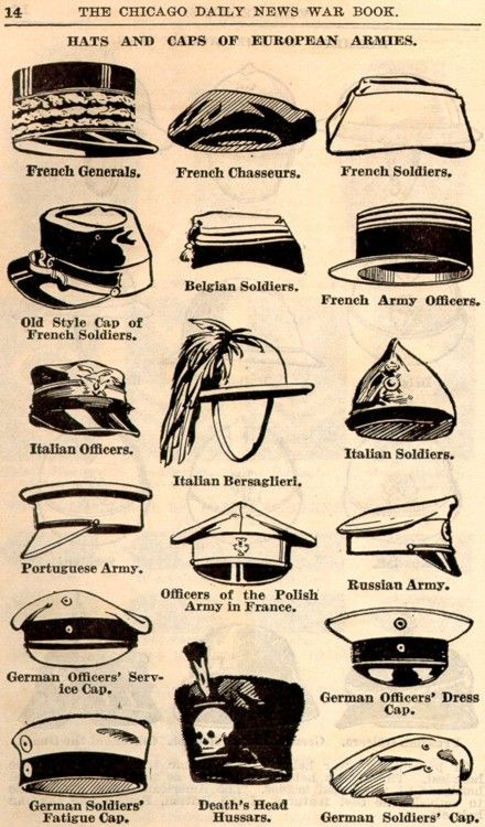 WWI hats and caps European Hats, Army Hats, Old Soldier, Ww1 Soldiers, Fashion Europe, Army Hat, Hats And Caps, Army Cap, History Fashion