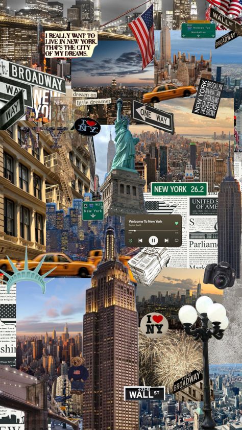 #newyork #music #city #america #broadway#empirestatebuilding #statue #statueofliberty 🏙️🩶 Music City, Your Aesthetic, York City, New York City, Broadway, Statue, New York, Energy, Collage