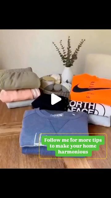 Home Harmony Tips on Instagram: "OrganizationHacks for a Harmonious Home 🏡✨

In a world full of chaos, finding harmony in our homes is essential. 

One way to achieve this is through the art of organization. Join me in this video as I share some helpful tips on how to fold different types of clothing items, from shirts to shorts, jumpsuits, and even socks. 

By keeping your drawers and closet neat and organized, you’ll not only find peace of mind but also create a visually appealing space.

Say goodbye to wrinkled clothes and hello to a perfectly folded wardrobe! Here are the steps:

1️⃣ Start with a clean and flat surface.
2️⃣ Lay the clothing item flat and smooth out any wrinkles.
3️⃣ Fold the item in half, lengthwise.
4️⃣ Fold the sleeves or pant legs towards the center.
5️⃣ Fold the i Declutter Closet, Organized Closet, Folding Techniques, All About Mom, Wrinkled Clothes, Upcycle Clothes Diy, Shirt Folding, Organized Home, Folding Laundry