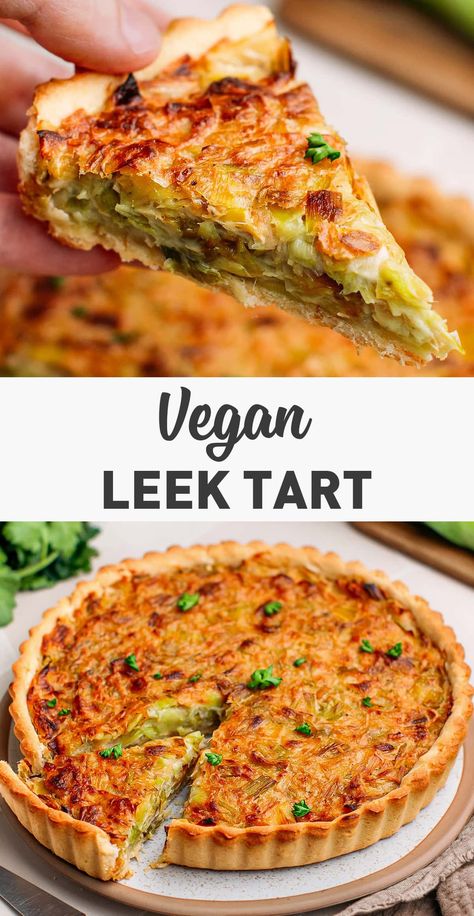 Leek Tart, Quiche Vegan, Vegan Quiche, Vegan Tarts, Leek Recipes, Vegan Baking Recipes, Vegan Pie, Keto Vegan, Vegan Main Dishes