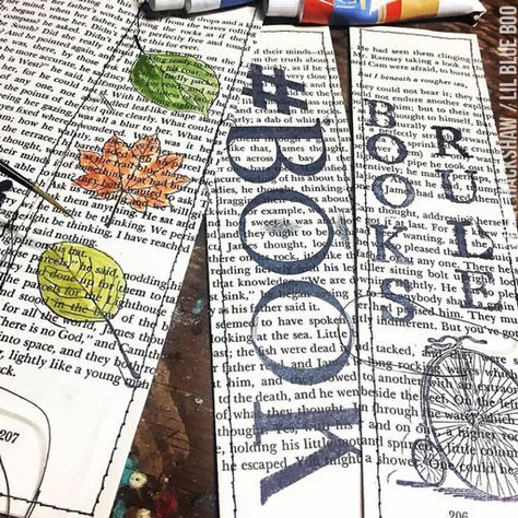 Upcycled Book Crafts - Uses for Old Books - Ashley Hackshaw / Lil Blue Boo Library Bookmarks Ideas, Upcycled Books Crafts, Recycled Bottle Crafts, Upcycled Books, Library Cards, Old Book Crafts, Book Craft, Recycled Books, Upcycled Gifts