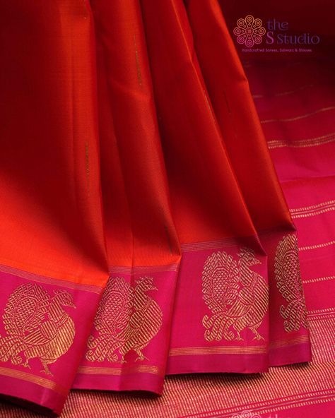 Orange you glad you found us? – vibrant orange Kanjivaram silk sarees! With korvai and varisaipet borders that pop, and traditional buttas like peacock and rudraksham, these sarees are a must-have for every fashionista! Don't miss out – shop now! 🧡 – For enquiries, please DM OR WHATSAPP : +91 9840476171 . Shop online using the link in the bio Or Walkin to our boutique at Adyar, Chennai . . . #TheSStudioBoutique #OrangeVibes #SareeGoals #KanchiSarees Orange You Glad, Vibrant Orange, Chennai, Silk Sarees, Borders, Must Haves, Shop Now, Saree, Boutique