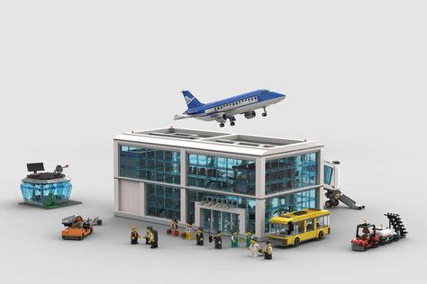 Greetings, dear lego fans! I am glad to present to you my new project - a regional airport. This is a two-storey building that combines all the main ... Lego Mansion, Lego City Airport, Lego Airport, Lego City Train, Lego Modular, Building Techniques, Lego Design, Airport City, Building Ideas