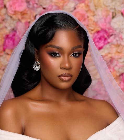 Full sultry bridal look captured in its true essence ✨✨ Hair @prikelshairltd 📸 @blakeyephotography Earring @sparkling___stones Belle @aa.ra.ni_ #bride #bridal #2024bride #ghana #ghanawedding #makeupartist #makeup #makeuptutorial #hairgoals #hairstyles Glam Bride Makeup Black Women, Sultry Bridal Makeup, Black Woman Bridal Makeup, African Bridal Makeup, Wedding Makeup African American, Black Woman Wedding Makeup Dark Skin, Glitter Bridal Makeup Black Women, Bridal Head Pieces Black Women, Black Bride Makeup