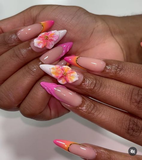 Peach Nail Design Ideas, Almond Acrylic Nails Designs, Luv Nails, Stilleto Nails Designs, Teal Nails, Airbrush Nails, Diy Acrylic Nails, Drip Nails, Baddie Nails