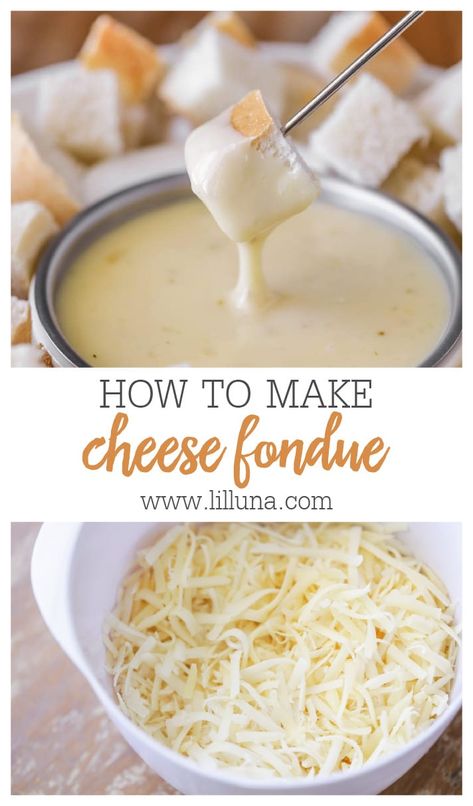 This Cheese Fondue is gooey perfection literally made in minutes. It's a showstopper dip to share, or not!! #cheesefondue #cheese #fondue #appetizer Cream Cheese Fondue, Easy Fondue Recipes Cheese, Cheese Fondue For Kids, How To Make Fondue Cheese, Crock Pot Fondue Cheese, Christmas Cheese Fondue, Fondue Valentines Day, Diy Cheese Fondue, Simple Cheese Fondue Recipe