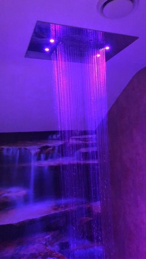 rainforest shower Neon Shower Aesthetic, Bathroom Vibes Aesthetic Led Lights, Shower Esthetics, Cozy Shower Aesthetic, Led Shower Aesthetic, Shower Astethic, Shower Vibes Aesthetic, Shower Aesthetic Pictures, Shower Asethic