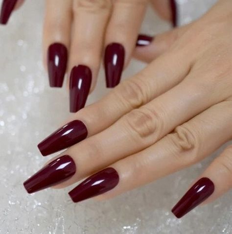 Attention-getting, perfect glue on or press on nails! Fun for a special event or for every day wear. Quick and easy to apply. A total of 24 nails in a variety of sizes to fit all nail sizes. Get the look of a salon manicure without the cost with our beautiful DIY nails! Color: Dark Burgundy Length: Long Shape: Ballerina/Coffin Sheen: Shiny Good for Wider Nail Beds: Yes Good for Longer Nail Beds: Yes Quantity: 24 Includes: 24 Nails, Glue Tube, Mini Nail File, 24 Press On Adhesive Strips (instead Dark Red Acrylic, Tapered Coffin, Maroon Nails, Long Press On Nails, Manicure Tips, Nail Type, Fake Nails With Glue, Coffin Nails Long, Nails Manicure