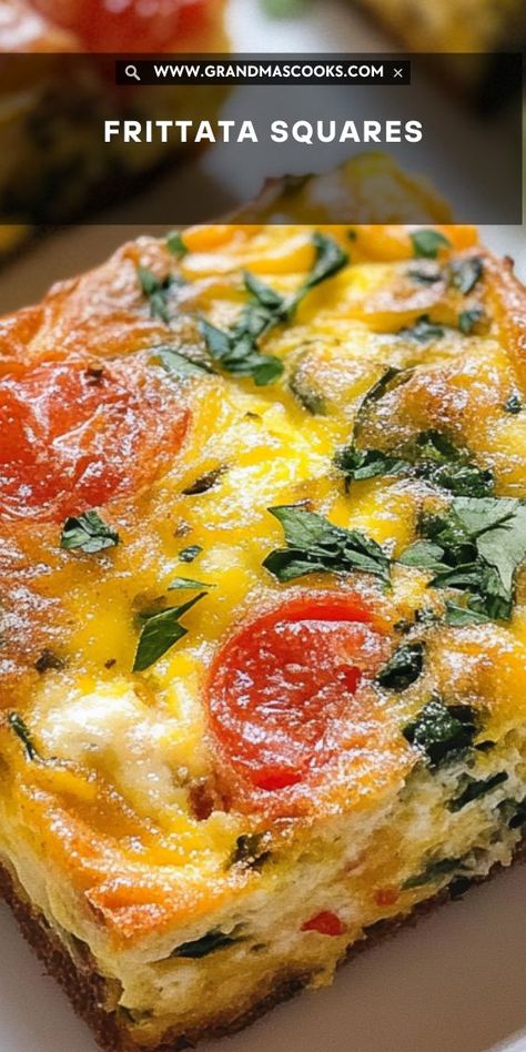 Need a meal that’s as delicious as it is quick? These cheesy veggie frittata squares are the perfect solution for busy mornings or meal prepping! Meat Lovers Frittata, Frittata With Asparagus, Muffin Frittata Recipes, Christmas Frittata Recipes, Vegetable Quiche Recipes Easy, Fritatta Recipe Breakfast, Sausage Frittata Recipes, Fritata Recipe Breakfast Easy, Recipe For Frittata