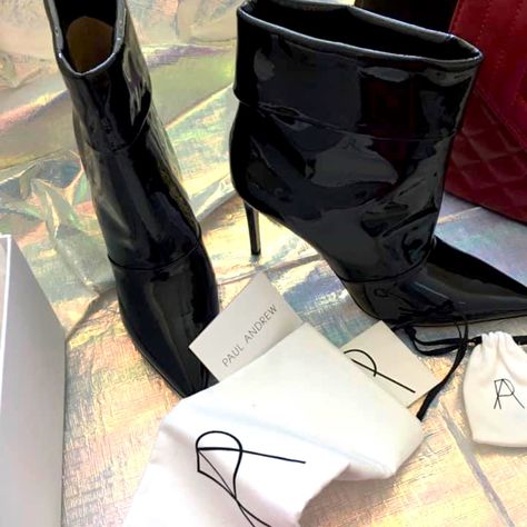 Paul Andrew’s Black Heel Booties, Patent Leather. New Never Worn With Box Etc Paul Andrew Shoes, Patent Leather Booties, Black Heel, Leather Booties, Black Patent Leather, Bootie, Patent Leather, Bootie Boots, Ankle Boots