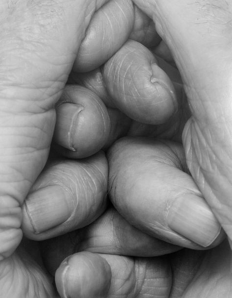 A black and white photograph by John Coplans. Fingers clasped. Interlocking Fingers, Robert Mapplethorpe Photography, Hand Photography, Robert Mapplethorpe, Texture Photography, Gelatin Silver Print, Human Condition, Photography Projects, Human Figure