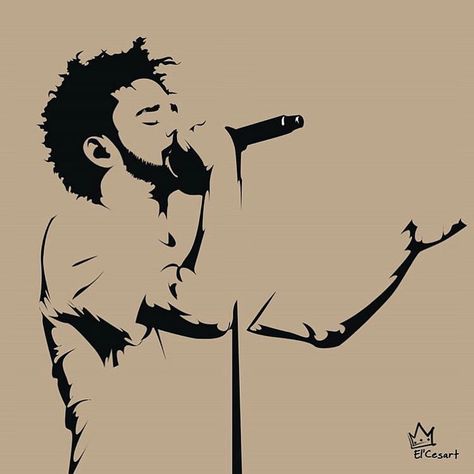 By @cesar_does_it  J Cole J Cole Art Drawing, J Cole Silhouette, J Cole Album Cover Painting, J Cole Sketch, J Cole Black And White, Jcole Art, J Cole Painting, J Cole Drawing, J.cole Art