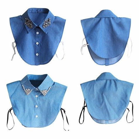 Sewing Collars, False Collar, Denim Tank Top, Diy Jeans, Upcycle Shirt, Fake Collar, Collar Choker, Diy Fashion Clothing, Altering Clothes