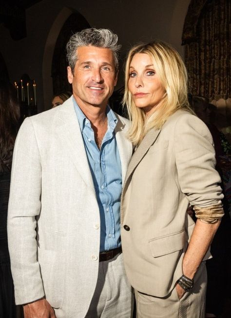 Patrick Dempsey and wife Jillian Fink Jillian Dempsey, Grey Hair Men, Patrick Dempsey, Grey Hair, Mens Hairstyles