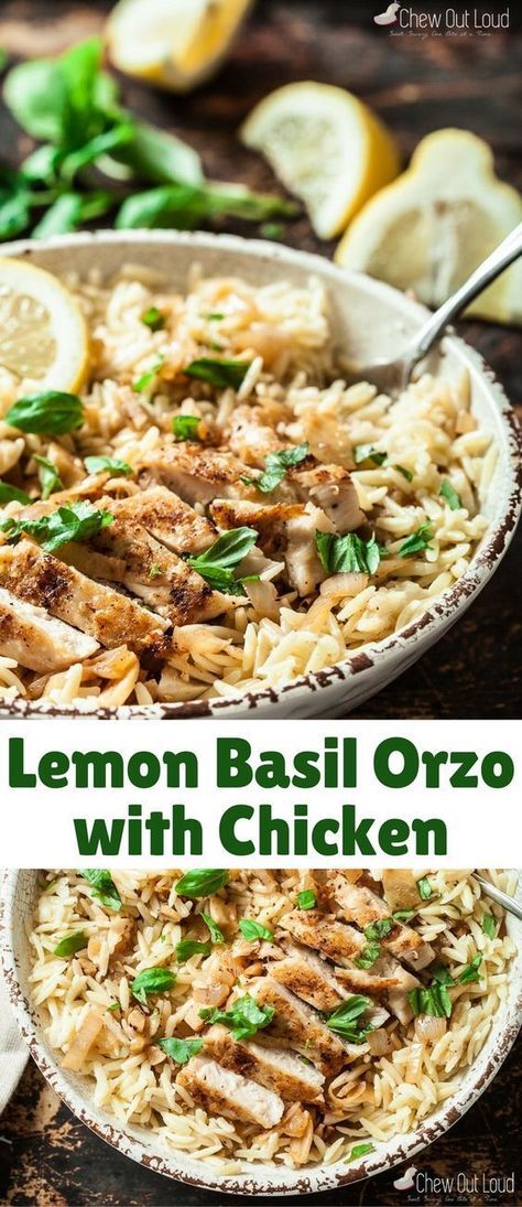 This Lemon Basil Orzo with Chicken is quick, easy, and absolutely scrumptious. It's the ultimate spring-summer dinner; light yet incredibly tasty. It's an instant hit you can count on. Lemon Basil Orzo, Basil Orzo, Orzo With Chicken, Dinner Light, Easy Summer Dinners, Lemon Basil, Summer Recipes Dinner, Easy Summer Meals, Summer Dinner