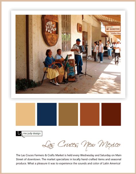 Marketplace influence: Latin American color palette centered around terra-cotta browns. Location: Las Cruces, New Mexico -mejudydesign.com Office Design Color Schemes, Santa Fe Colors Palette, Mexico Colors Palette, South American Color Palette, New Mexico Color Palette, Southwest Desert Color Palette, Latin American Color Palette, American Color Palette, Rope Fence