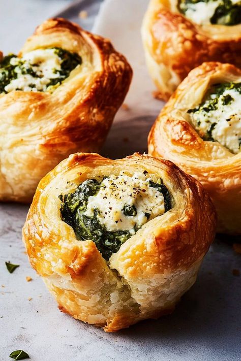 Creamed Spinach Mashed Potatoes Puff Pastry, Kronos Spinach Puffs, Spinach Feta Cheese Puff Pastry, Leftover Creamed Spinach Recipes, Spinach Rolls With Puff Pastry, Spinach Dip Puff Pastry, Spinach Pastry Puffs, Spinach Stuffed Pastry, Puff Pastry Lunch Ideas