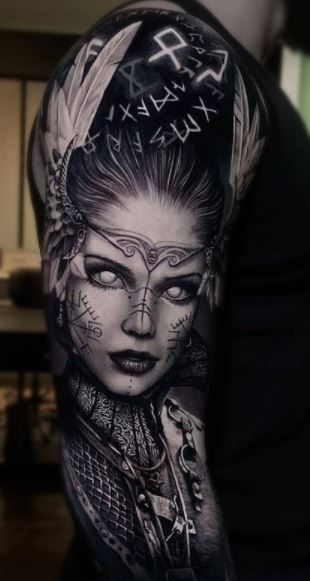 Viking Warrior Tattoos, Norse Mythology Tattoo, Valkyrie Tattoo, Viking Tattoo Symbol, Viking Tattoo Sleeve, See Tattoo, Vikings Tattoo, Wicked Tattoos, Muster Tattoos