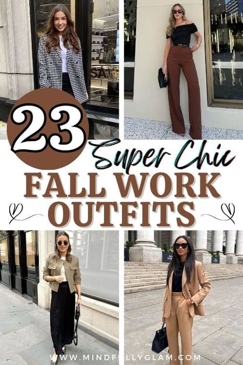 23 Chic Fall Work Outfits & Business Casual Outfits for Autumn Fall Work Looks For Women, Transition To Fall Outfits Work, September Business Casual Outfits, Womens Fall Business Casual Outfits, Women’s Fall Work Outfits, Fall Work Wardrobe, Women Fall Work Outfits, Fall 2024 Business Casual Outfits, Transitional Fall Outfits For Work