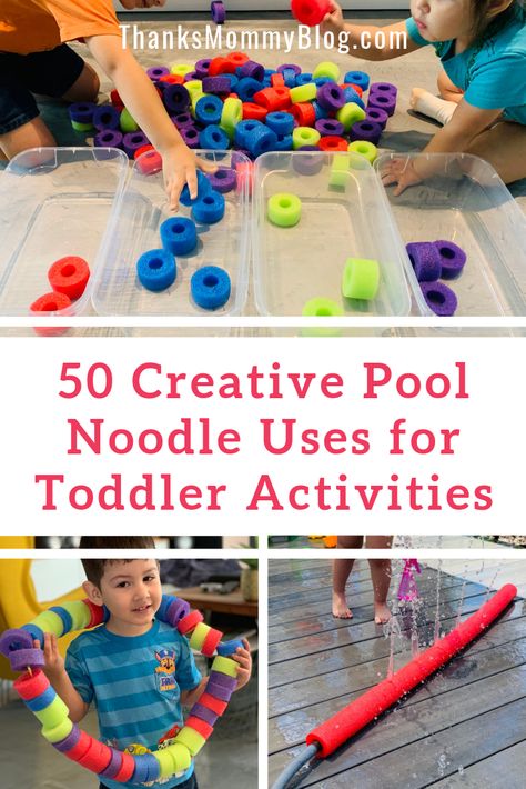 Pool Noodles Ideas For Preschool, Pool Noodle Ideas For Toddlers, Games With Pool Noodles For Kids, Pool Noodle Learning Activities, Pool Noodle Fine Motor Activities, Preschool Pool Noodle Activities, What To Do With Pool Noodles, Pool Noodles Activities For Kids, Toddler Pool Noodle Activities