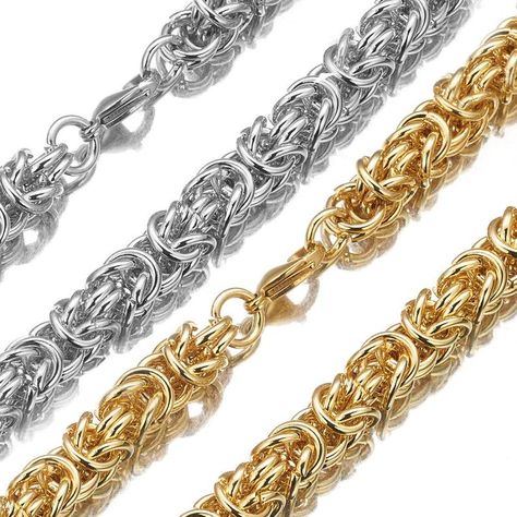 Byzantine chain Men stainless steel chain Men necklace chain image 0 Gold Cuban Link Chain, Byzantine Chain, Cuban Link Chain Necklaces, Necklace Ideas, Mens Chain Necklace, Women Necklace, Handmade Necklace, Chains For Men, Chain Link Necklace