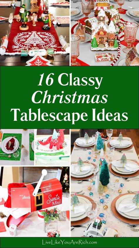 Elevate your Christmas table into a refined holiday masterpiece with these classy Christmas tablescape ideas. From glittering centerpieces to stylish color schemes and kid's fun tablescapes, explore 16 creative ways to transform your dining space into an inviting and festive setting, perfect for holiday gatherings. Breakfast With Santa Table Centerpieces, Christmas Table Settings For Kids, Fun Christmas Tablescapes, Fun Christmas Table Decor, Christmas Party Tables, Fun Christmas Table Settings, Holiday Table Scape, Kids Christmas Table Settings, Christmas Buffet Tablescapes