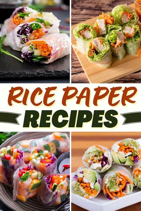 These easy rice paper recipes will be the soundtrack of your summer! From garden-fresh to sweet treats, you'll never get bored of these yummy fillings. Cold Spring Rolls, Veggie Rice Paper Wraps, Egg Roll Rice Paper, Korean Spring Rolls Rice Paper, Cold Rolls Recipe Rice Paper, Rice Paper Sandwiches, Things To Make With Rice Paper, Rice Wrap Recipes, Spring Rolls Recipe Rice Paper