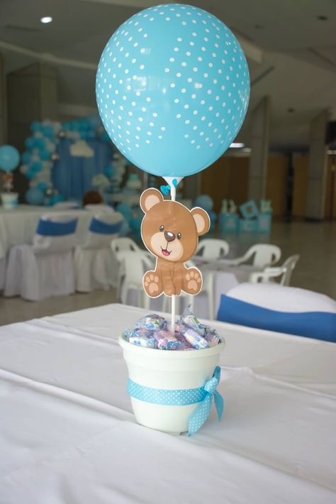 Elephant Baby Shower Centerpieces Boy, Mason Jar Baby Shower Centerpieces, Baby Shower Oso, Baby Shower Garcon, Babby Shower, Boy Baby Shower Centerpieces, Hadiah Diy, Bear Baby Shower Theme, Unisex Baby Shower