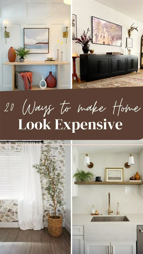 Give your home an expensive upgrade without breaking the bank! Find 20 budget-friendly, renter-friendly, and easy DIY ways to make your home look more high-end on a budget! Living Room Budget Decor, Decorate Home On A Budget, How To Furnish A Home On A Budget, Interior Decorating On A Budget, Decorating Ideas For The Home On A Budget, Living Room Decor Budget Friendly, Budget Friendly Home Updates, How To Update House On A Budget, Low Cost Diy Home Improvements