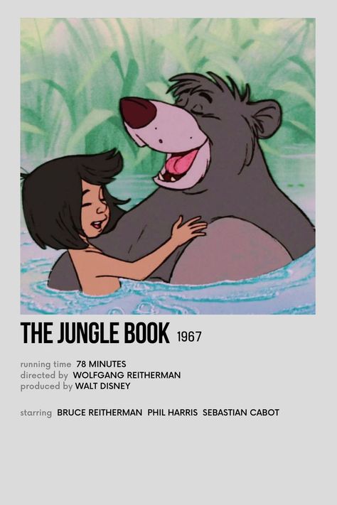 Book Movie Poster, Jungle Book Movie, Beautiful Movies, Anastacia Disney, Movie Character Posters, Minimalist Polaroid Poster, Disney Minimalist, Animated Movie Posters, Disney Movie Posters