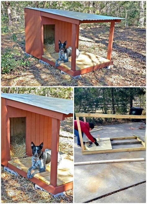 (ad) Creative Ways to build an outdoor Dog Kennel - Everything Dog House With Porch, Dog House Plan, Building A Dog Kennel, Pallet Dog House, Country Dog, Insulated Dog House, Build A Dog House, Diy Dog Crate, Diy Dog Kennel